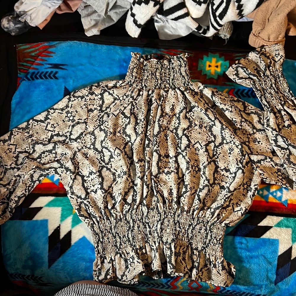 Long sleeve snake print shirt